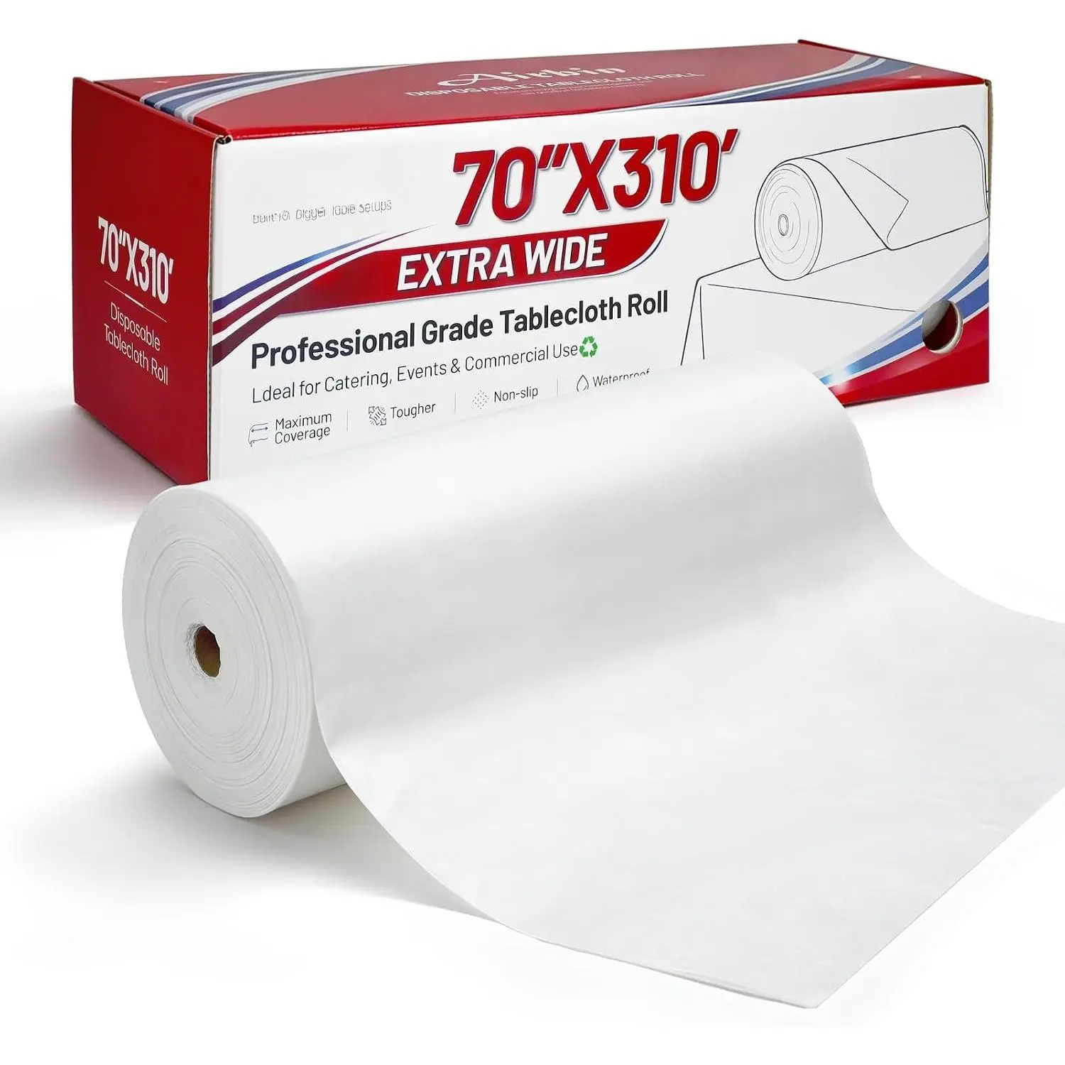 Plastic Table Cloth, 70 in x 310 ft Plastic Table Cover Roll Extra Wide White Disposable Tablecloth with Any Cut Sliding  Table Cloths Disposable for Banquet, Catering, Church Dinners, Events