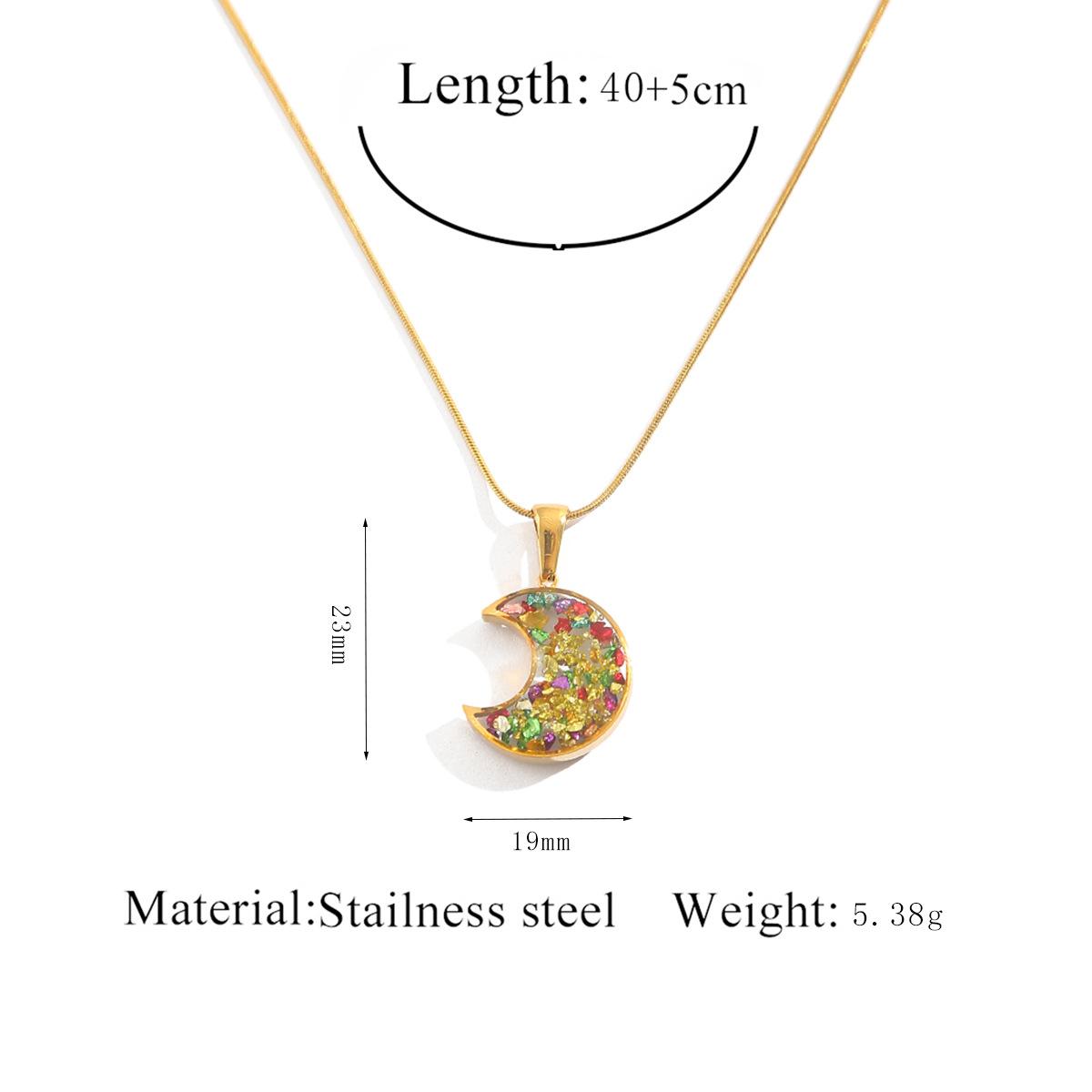 Cross-border jewelry necklace wholesale resin heart pendant necklace for women stainless steel jewelry light luxury heart-shaped collarbone necklace