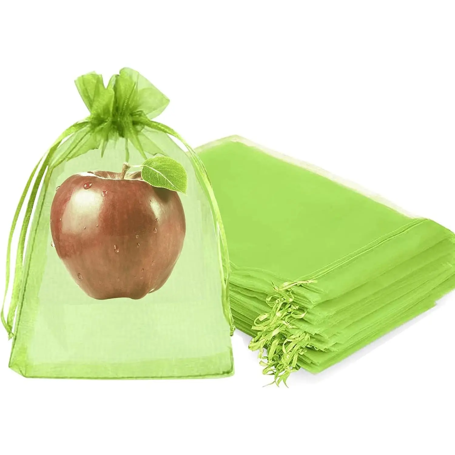 Fruit Protection Bags, 50 PCS 6 x 8 Inch Mesh Drawstring Bag for Fruit Trees, Small Green Garden Fruit Plant Netting Cover Bag Protect Blueberry Tomato Apple Mango from Bird Insect Pest