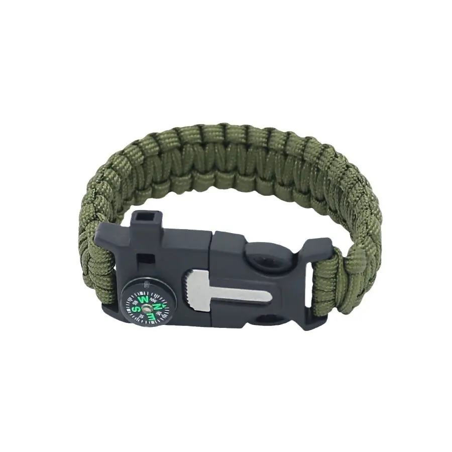 5-in-1 Multifunctional Paracord Survival Equipment Cord Bracelets & Bangles - Steel-Cord Camping Accessory, Lake Blue Camouflage Outdoor Emergency Hand Rope Fashion Item