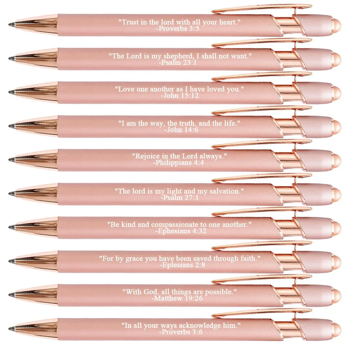 Bible Verse Ballpoint Pen, 10pcs/set Black Ink Retractable Ballpoint Pen with Stylus Tip, Creative Religious Gift, Inspirational Metal Pens, Office Supplies, Suitable for Bible Study and Daily Use