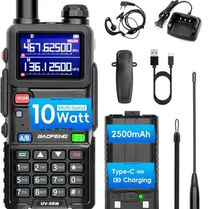 Ham Radio Baofeng Radio 5RM 10W Long Range Handheld UV-5RM Two Way Radio Upgrade UV-5R NOAA Weather Receiver Rechargeable Walkie Talkies Longe Range DTMF Copy Frequency 999CH with Type C Charging