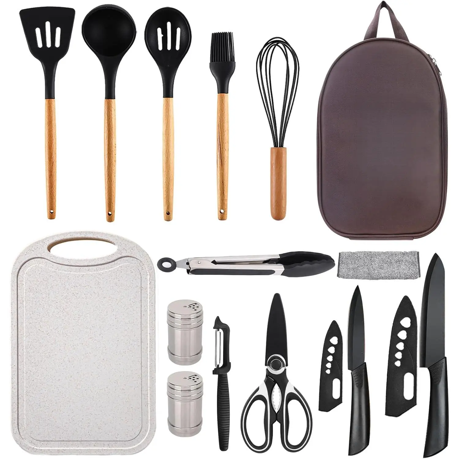 Silicone Camping Cooking Set Car Camping Essentials Cooking Kitchen Set, RV Camping Cookware Must Haves Gifts Camping Cooking Essentials, Camp Cooking Set  Travel Hiking Picnic