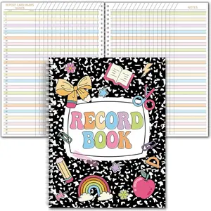 2026-2027 Spiral Bound Teacher Record Book Grade Book, Double Sided Class Planner for Teachers Classroom Attendance Tracking, Office Classroom Supplies & Composition Notebook