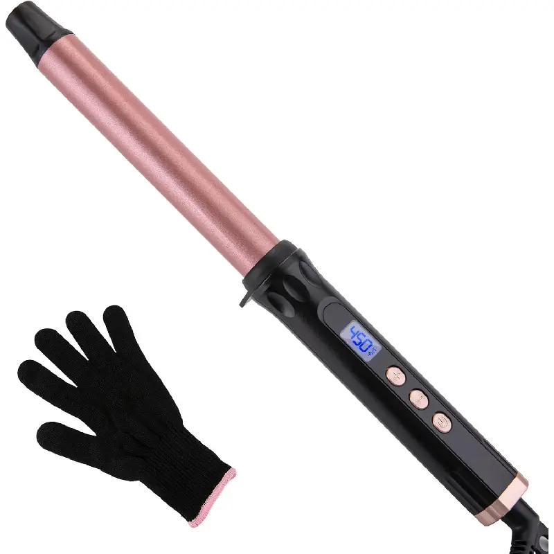 Curling Wand 1 Inch, Tourmaline Ceramic Barrel Curling Iron Wand for Medium to Long Hair, Clamp-Free, Adjustable Temperature, Dual Voltage Professional Hair Curler for Long-Lasting Waves