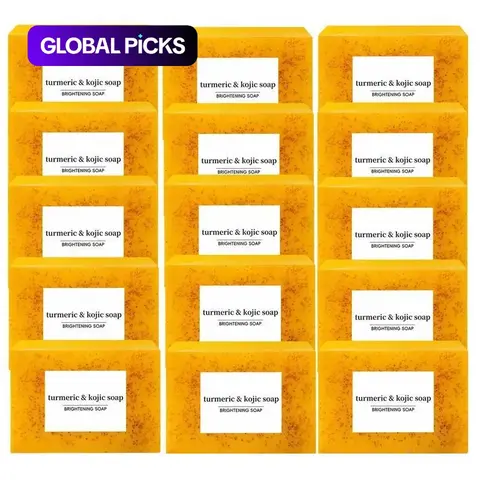 Lemon Turmeric Skincare Glycerin Shea Jojoba Soap Gift Set, 15-Piece Brightening Cleansing Facial & Body Wash, Moisturizing Body Care Oil, Daily Skin Care Kit for Men Women Natural Extract Scented Soaps, Body Cleansing Products #GLOBAL PICKS