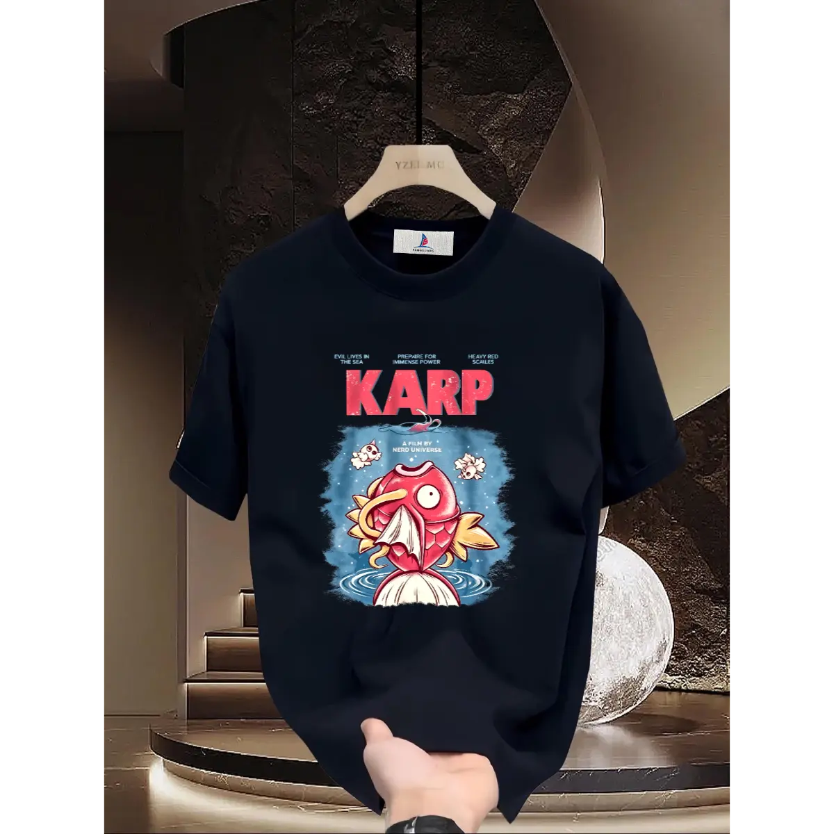 Jaws x Magikarp Shirt, Poke Shirt, Anime Shirt, Vintage Graphic Tee Unisex Size S- 3XL, Menswear Top, Womenswear Top, Casual Cotton Crewneck Short Sleeve Streetwear