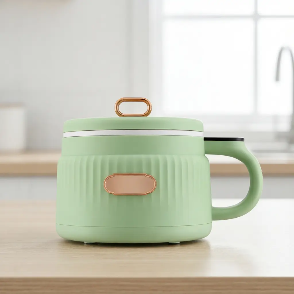 110V Compact Mini Electric Non-Stick Multi-Function Pot - Plastic, Stable, Durable, 25*19*17cm Lightweight Design for Dorm Noodles Soup Cooking, Pvc, Non-Toxic