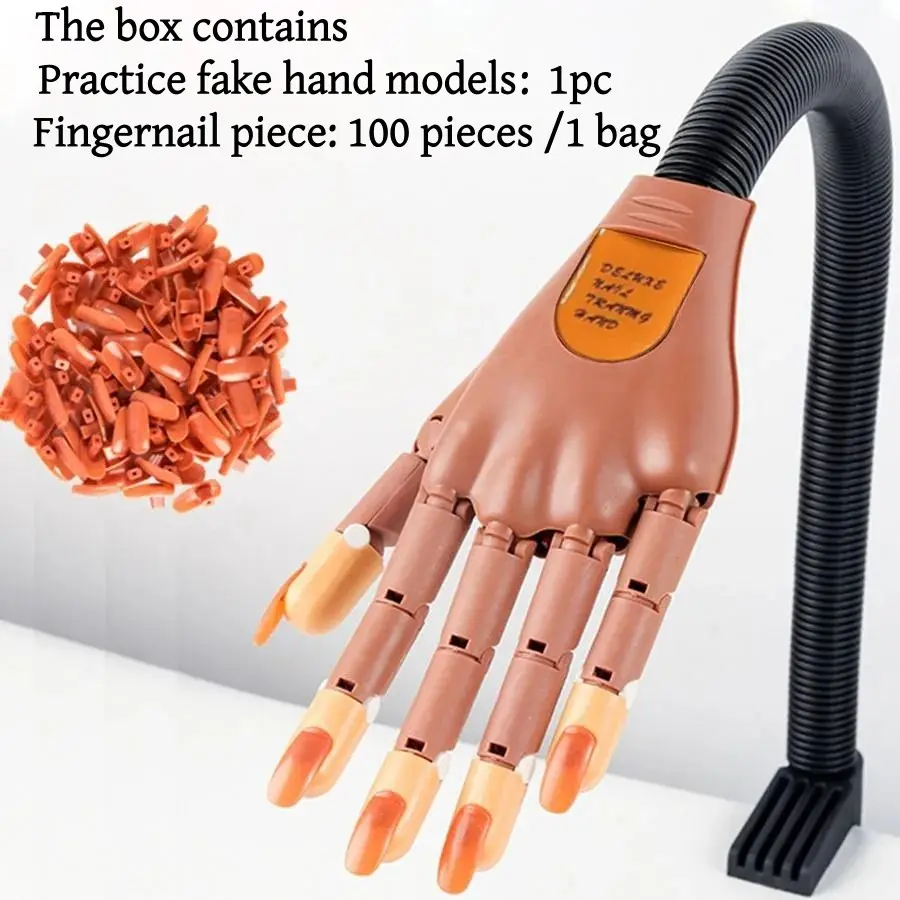 Professional Manicure Practice Hand, 1 Box Manicure Training Practice Hand Model with False Nails, Manicure Tool for Home & Salon Use, DIY Manicure Supplies, At Home Manicure, Nail Art Tools