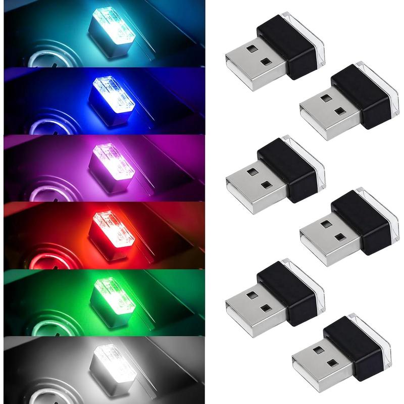 4 PCS USB LED Car Interior Atmosphere Lamp, Portable Mini Auto LED ...