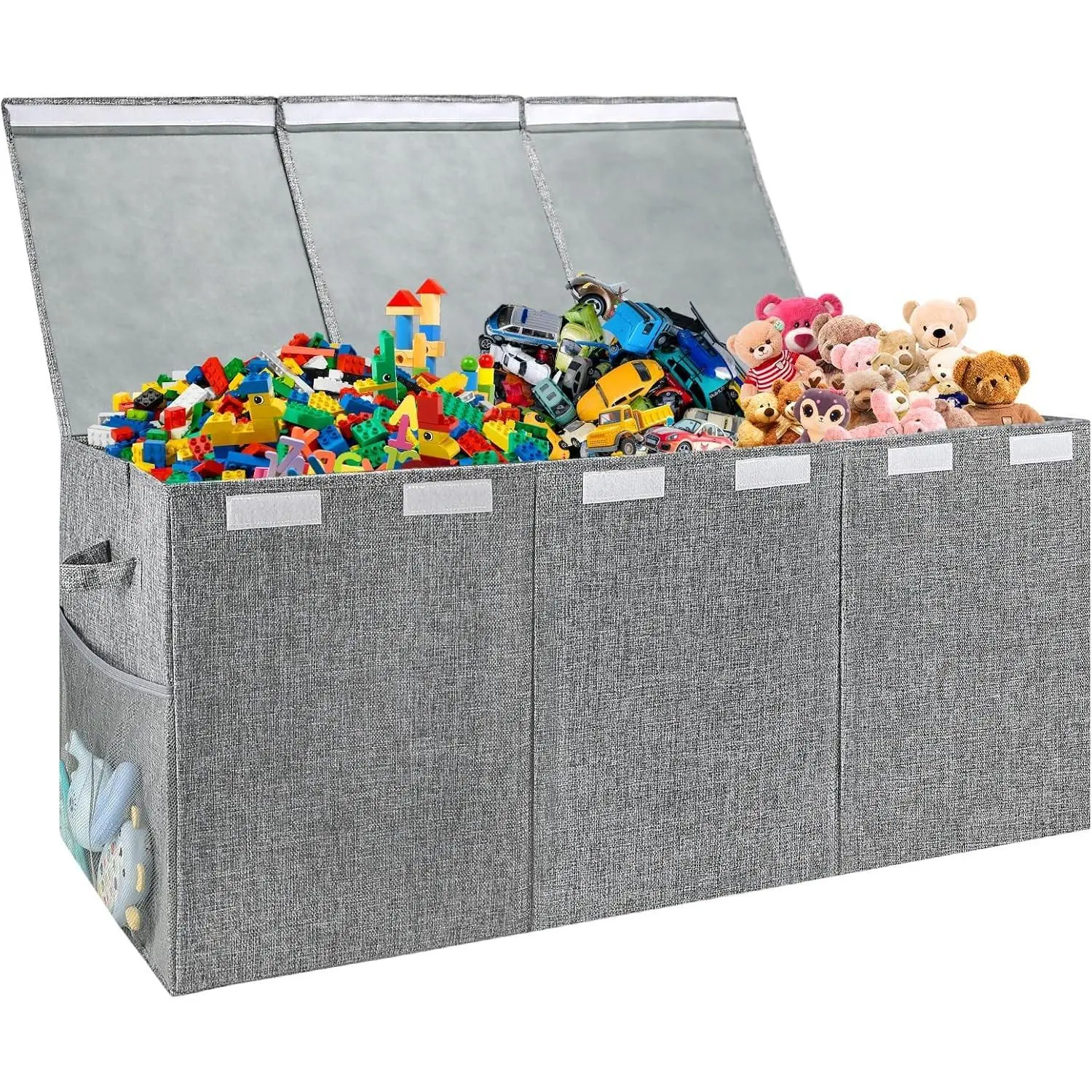 Extra Large Toy Storage Organizer with Lid, Large Toy Box Collapsible Toy Chest Storage Box Design - Toys Bin with Dividers for Kids, Nursery, Bedroom, Playroom-40 x16 x14''