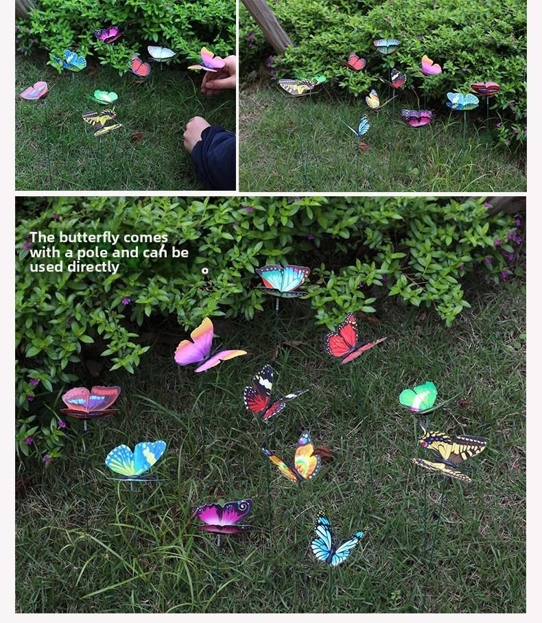 3D three-dimensional PVC simulated butterfly for outdoor garden decoration, creative gardening arrangement, simulated butterfly with stake, pack of 10