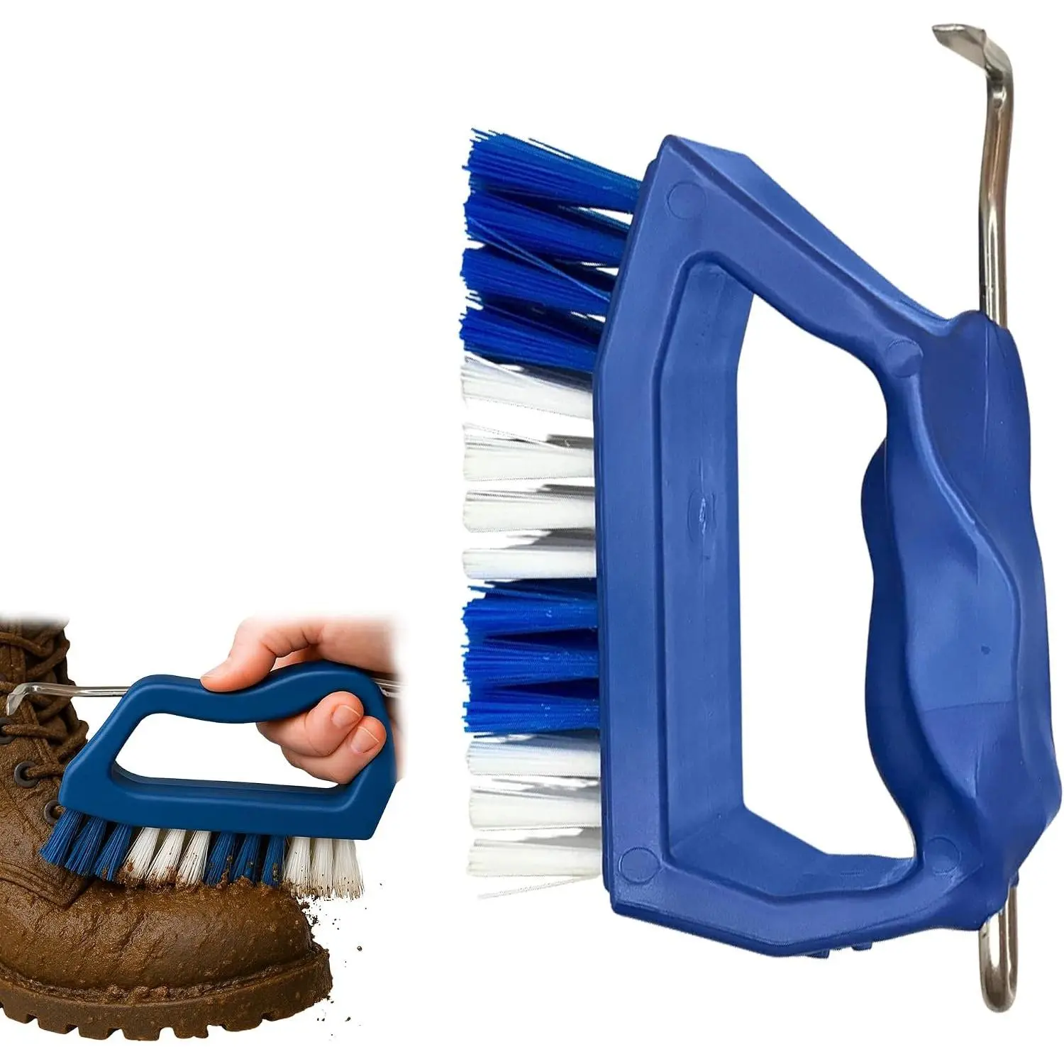 Handheld Shoe Cleaning Brush with Pick for Cleaning Mud Off Shoes in Minutes - Boot Brush & Cleat Cleaner for Golf, Soccer & Other Outdoor Footwear - Heavy-Duty Stiff Bristles Boot