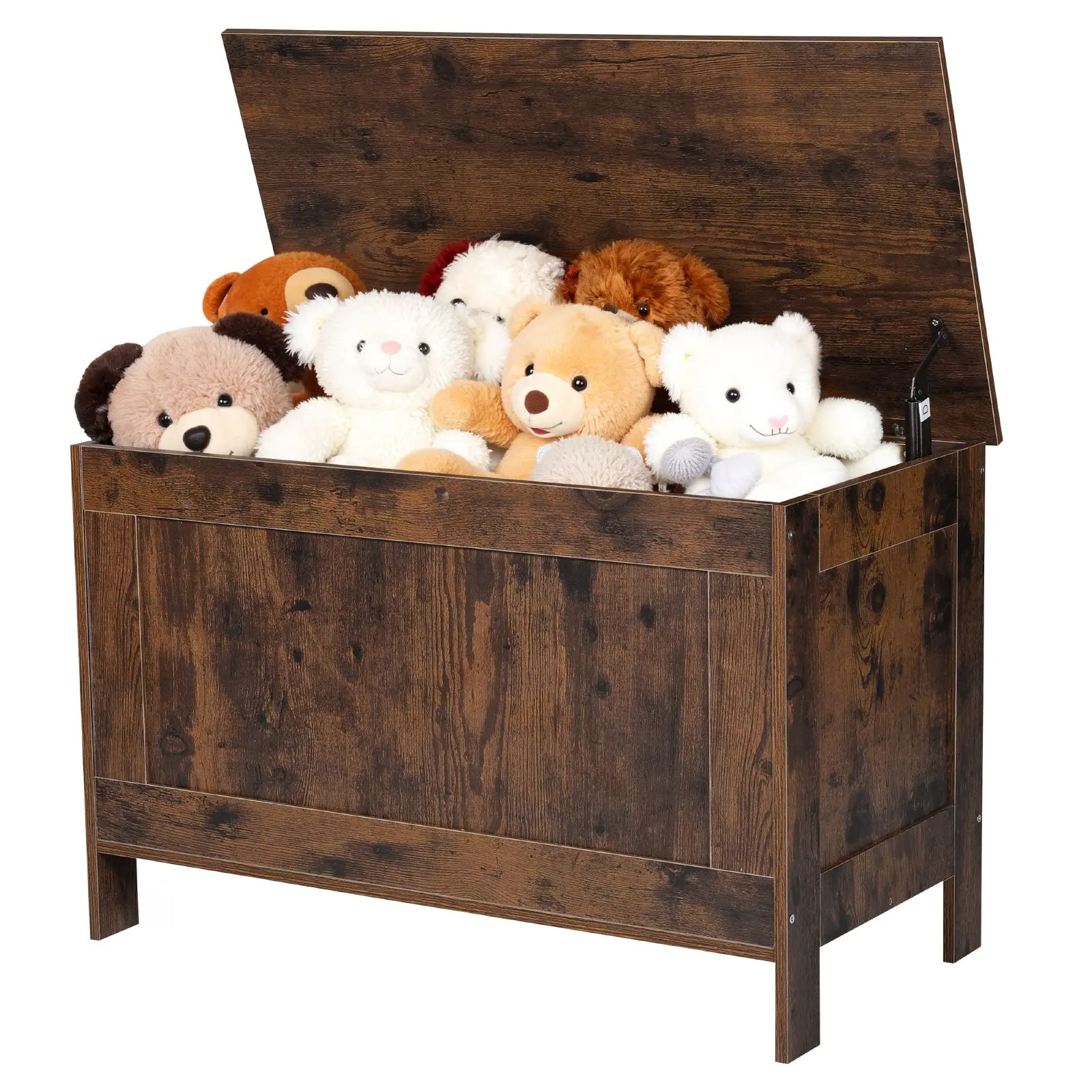 VEVOR Kids Storage Bench, Wooden Toy Box Chest, Large Storage Cabinet with Safety Hinge, Toddlers Retro Storage Bench for Playroom, Living Room or Entryway, 29.7x 15.3x 18.9 in, Easy Assembly, Brown