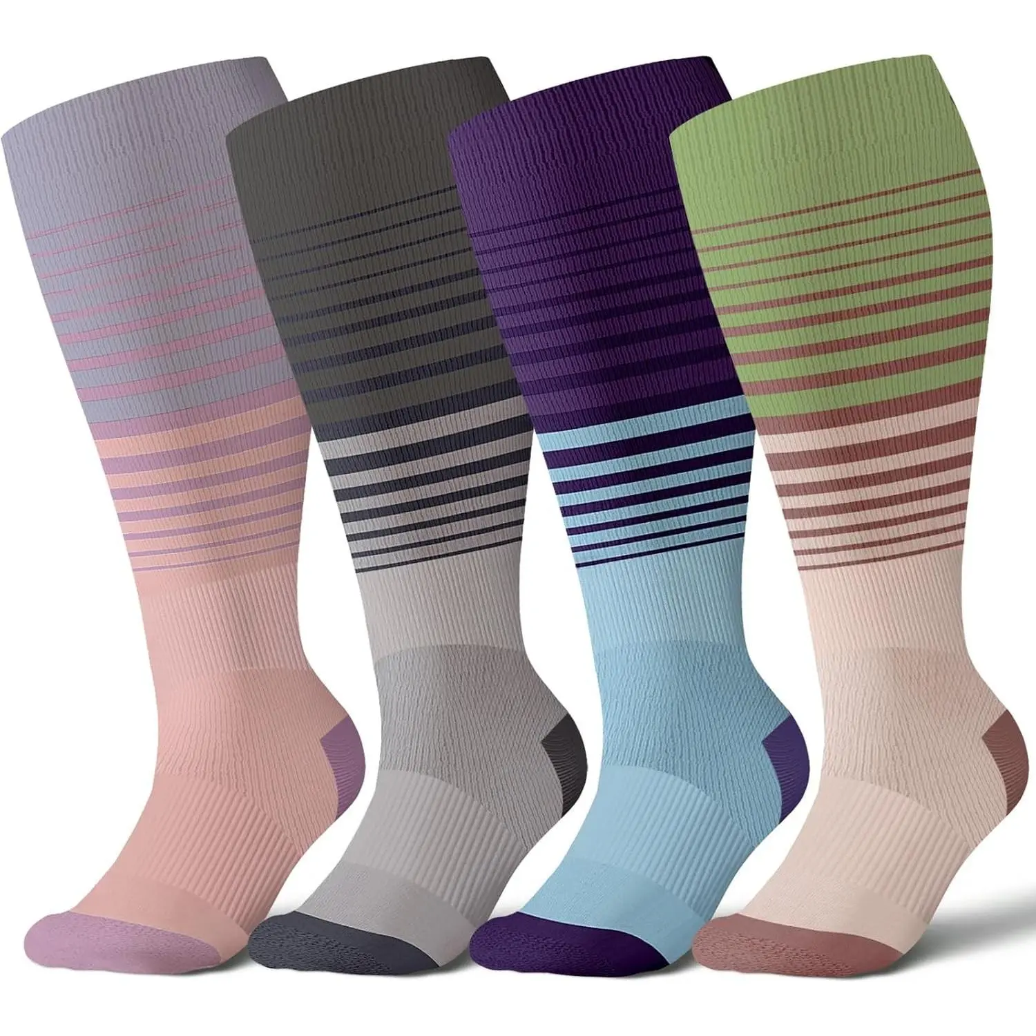 Plus Size Compression Socks for Women & Men Wide Calf, 20-30mmhg Knee High Stockings for Pregnancy, Nurse, Travel