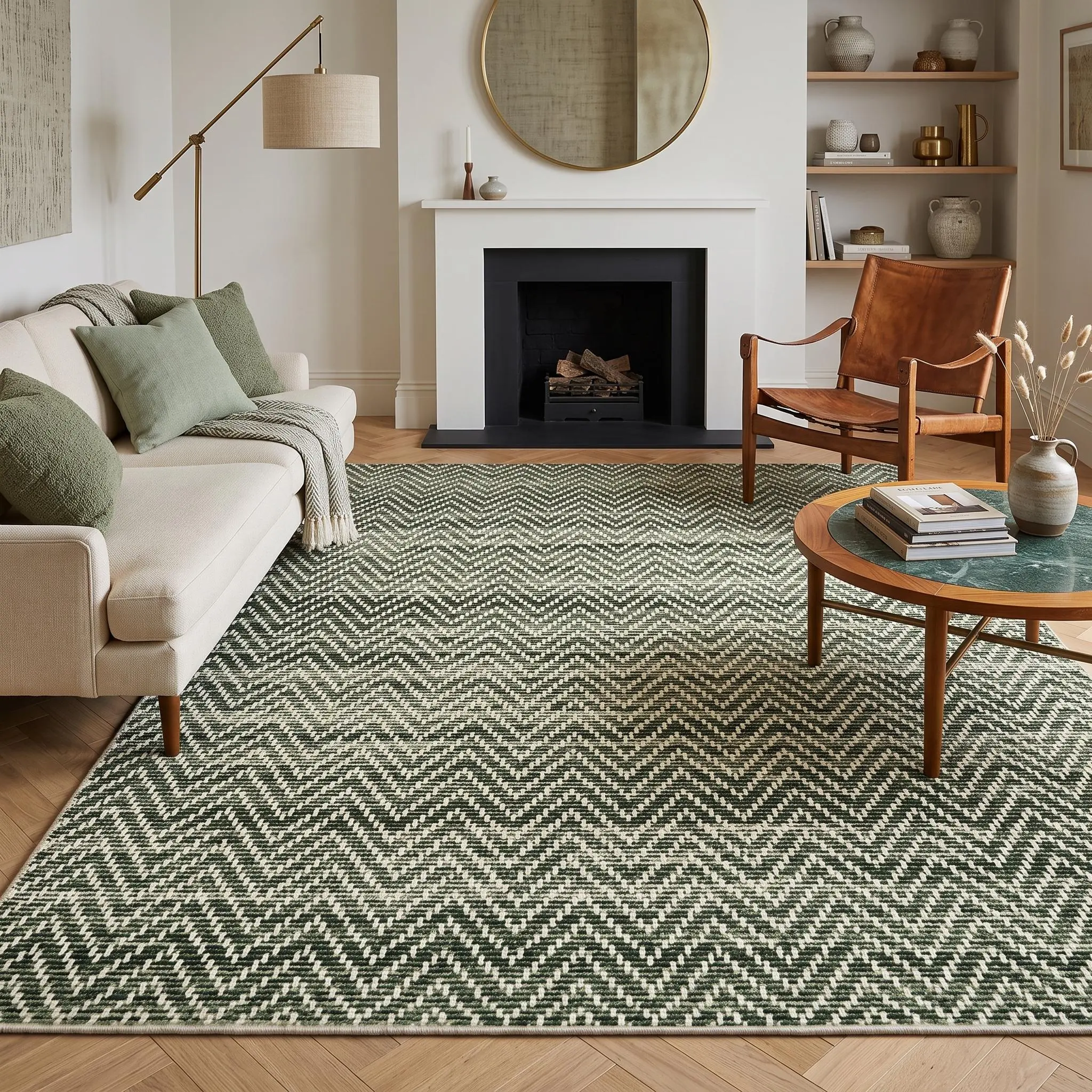 Low Pile Modern Printed Rug, Soft Non Shedding Washable Non Slip Decor Mat for Bedroom, Dining, Kids Playroom & Living Room