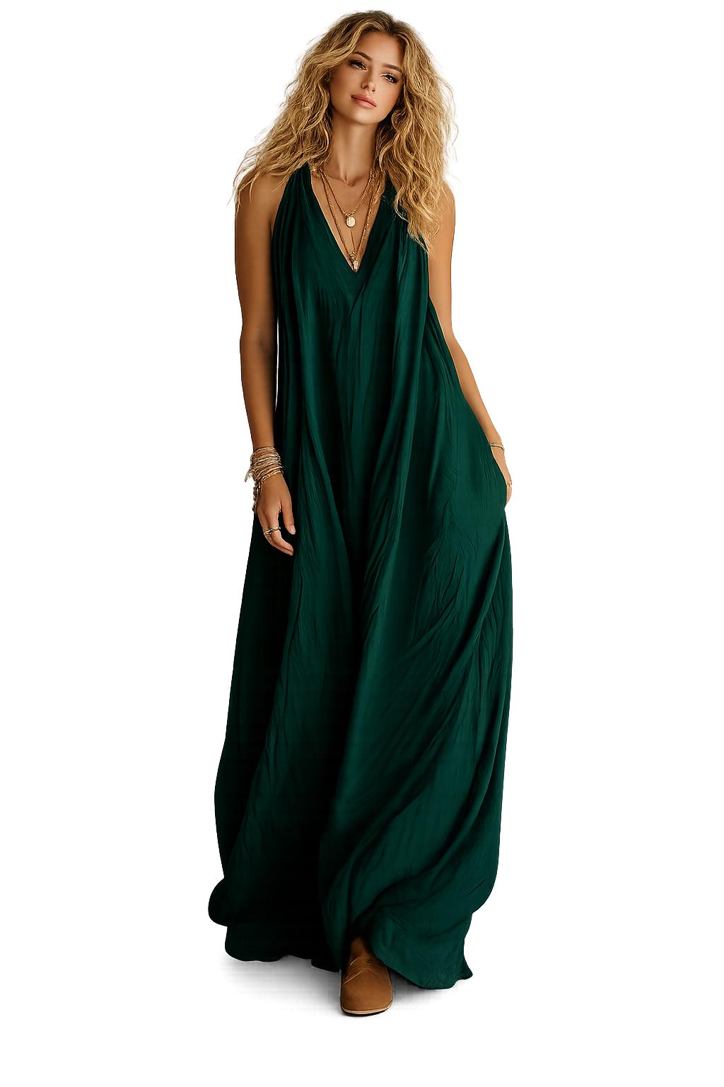 2026 New Women's Fashion Casual Sleeveless Loose Pocket Women's Long Dress