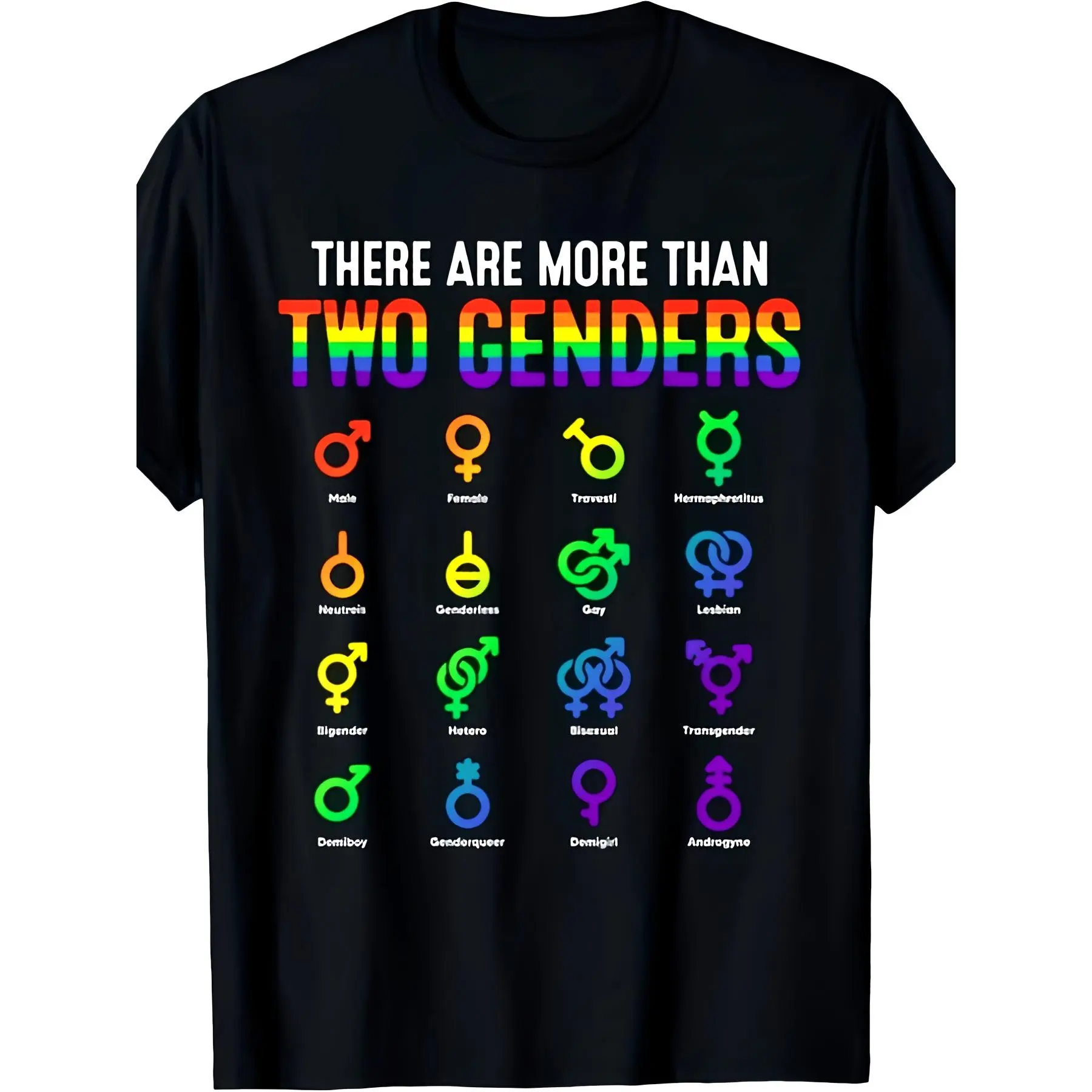 LGBT Pride T-Shirt Heavyweight Suitable for Male & Female, Non-Binary Agender Asexual Bigender, Retro Round Neck Tee with 30+ Identities Chart, Inclusive Gender Spectrum Design for, Casual Wear & Father's Day Gift for Dad