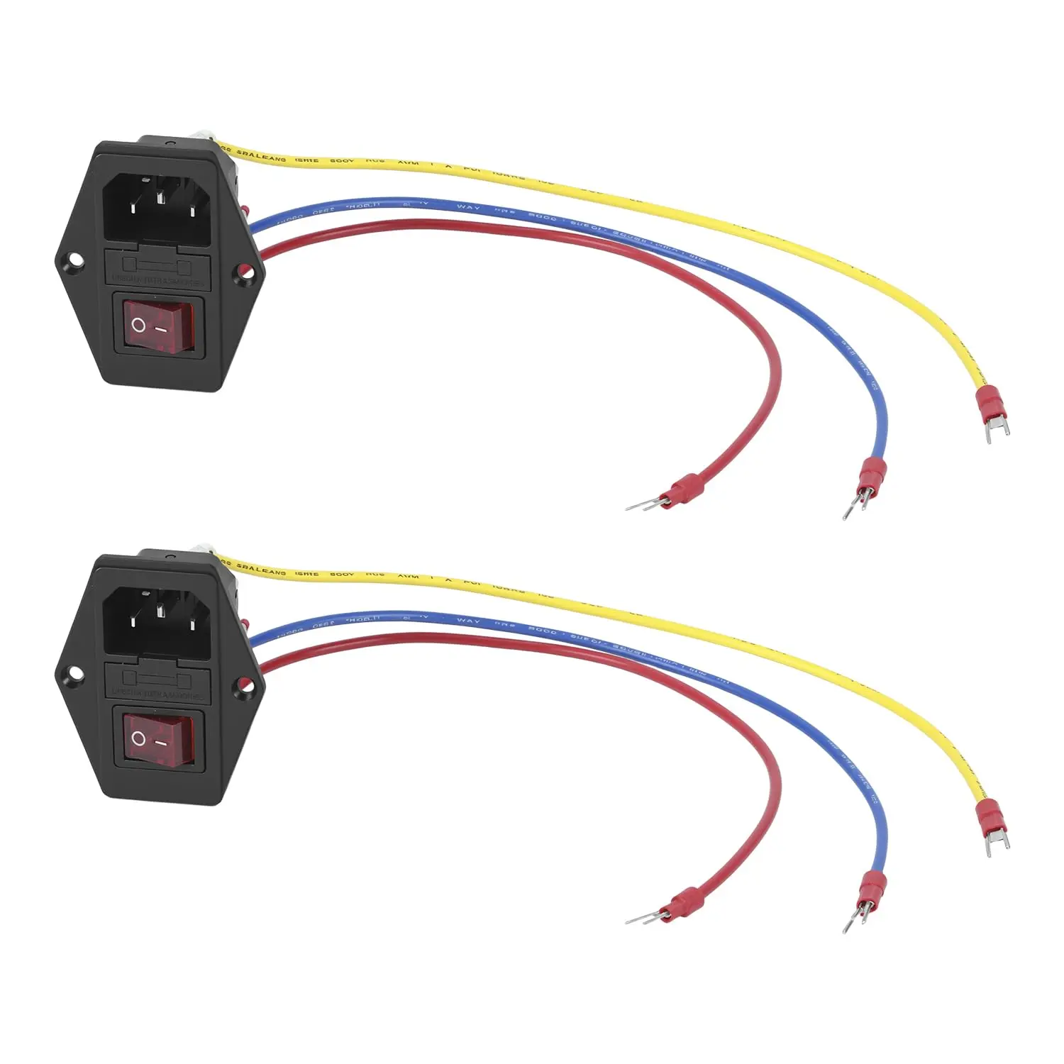 Rocker  Power Socket, 2 Pack 15A 250V Rocker  /Off Power Socket Inlet Module for  Printers Computers