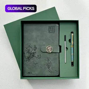 Chinsikol China Style Hard Cover Notebook Journal Gift Set, Beautiful Orchid Embossed Design, Springtime Theme, Ideal for Notes and Meetings, Hardcover Journal