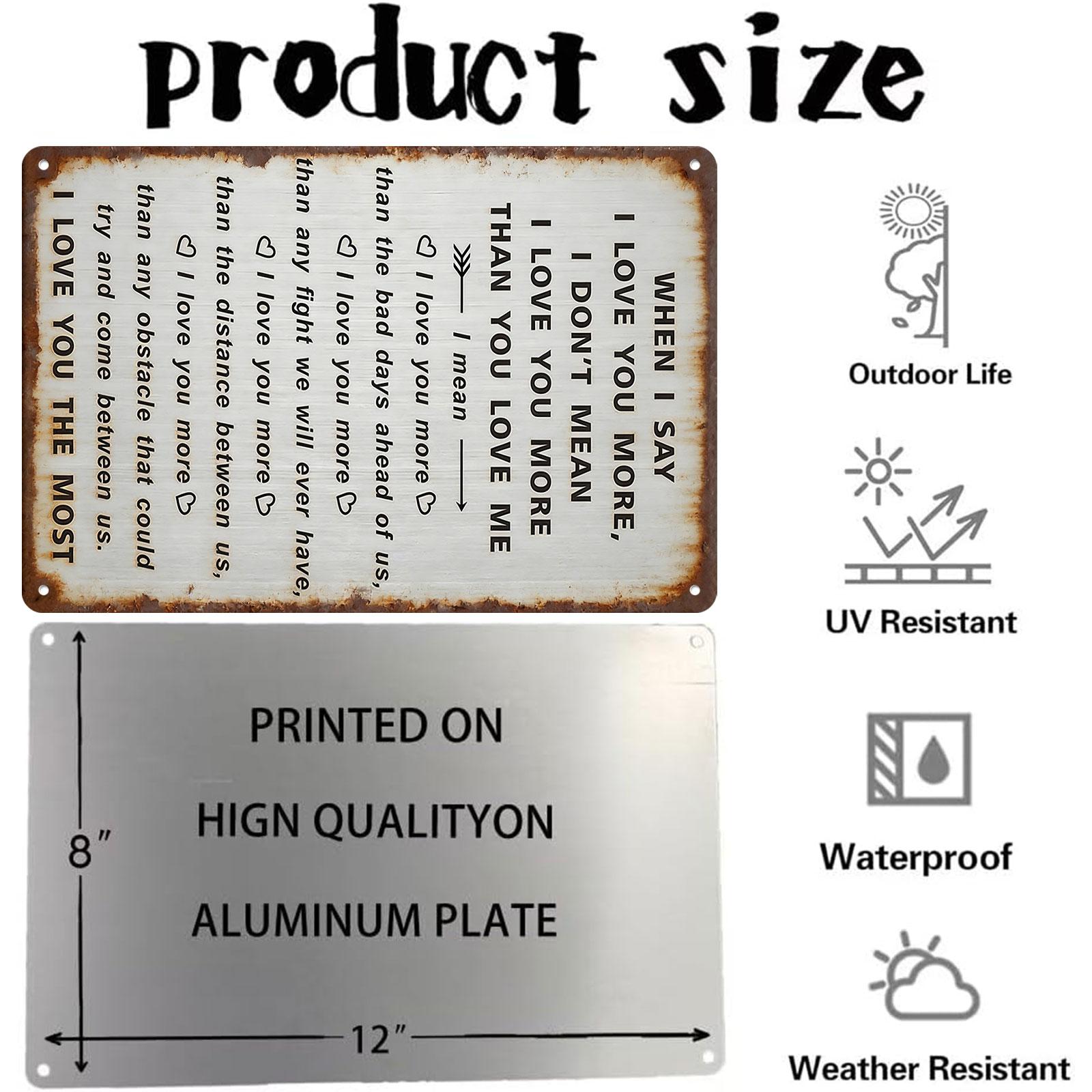 8x12 Inch Aluminum "I Love You More" Metal Sign – Heartwarming Wall Art for Bedroom, Living Room & Anniversary Decor. Rustic Metal Style, Waterproof & Sentimental. Ideal Gift for Partners, Anniversaries & Weddings.