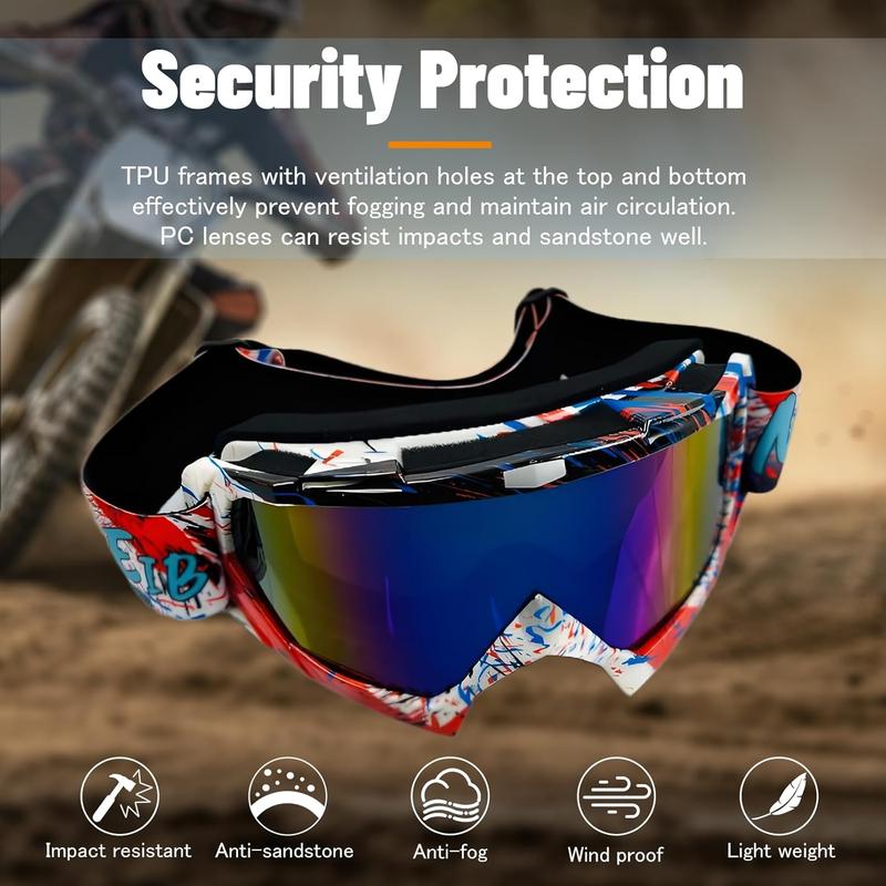 Motocross Goggles ATV Dirt Bike Motorcycle Goggles Bike Riding Goggles UTV MX OTG Offroad Goggles Anti Fog UV Dustproof Racing Skiing Goggles For Adult Youth Kids