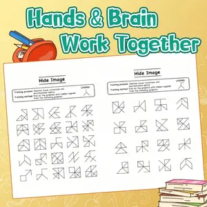 Math & Logic Skills Workbook – Observation Games, Geometry Shapes Practice, Telling Time Clock Exercises, Fractions (Numerator/Denominator) Color Activities, Clear Pages for Step-by-Step Learning and Focus