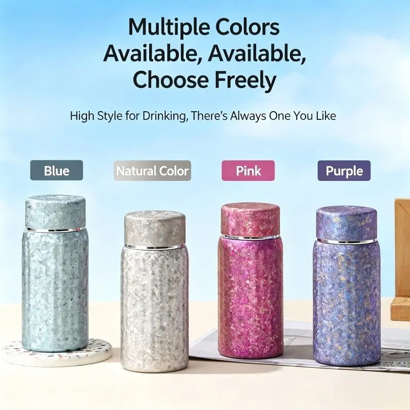 Pure titanium double-layer thermos cup Car light luxury water cup Tea separation Office business large ice flower titanium cup Pocket cup