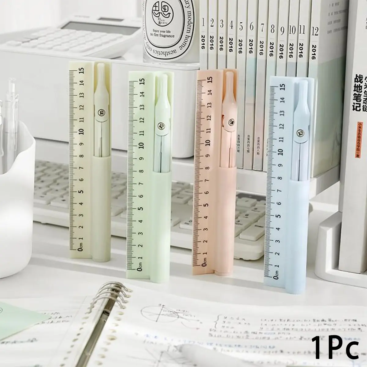 3 in 1 Function Tool Compass Ruler and Pencil, Learning Measuring Drawing Tool for Students, School and Office Supplies, Measuring Instrument, Portable, Multifunctional Stationery