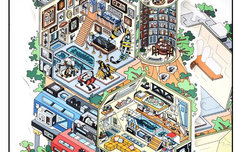 12 oversized scene stickers, fun scene themes, vintage style, PET white card dual materials, self adhesive, DIY journal decoration scrapbook notebook material sticker pack