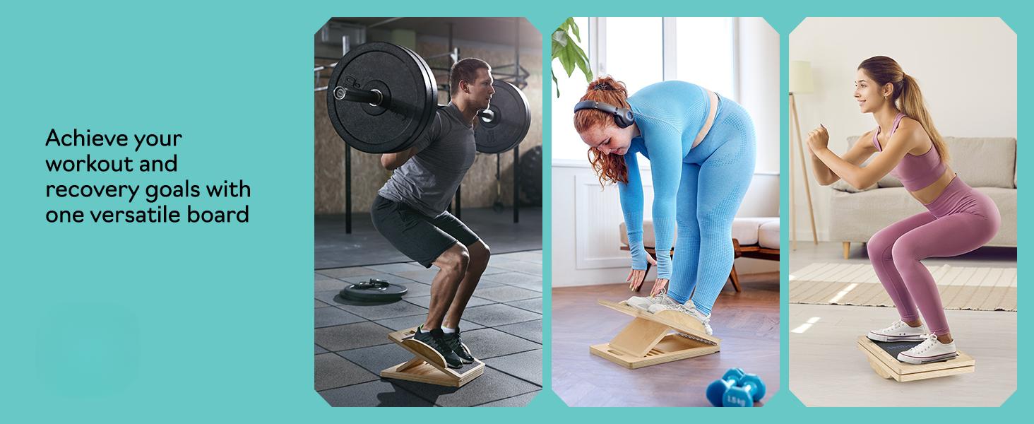 Slant Board with 6 Incline Angles - Transforms Into a Balance Board - Premium Calf Stretcher and Wobble Board for Effective Calf Stretching and Squats