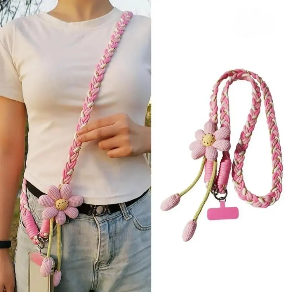 Cute Flower Print Universal Smartphone Crossbody Lanyard - Detachable Clip, Hands-Free Fashion Mobile Accessory for iPhone, Android, Running, Teacher Gifting