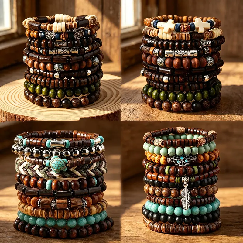 10Pcs Boho Style Beaded Bracelet, Adjustable Beaded Design, Fashionable Elastic Bracelet for Men & Women, Trendy All-match & Exquisite Jewelry for Birthday Gift, Beaded Bracelet Set, Matching Bracelet