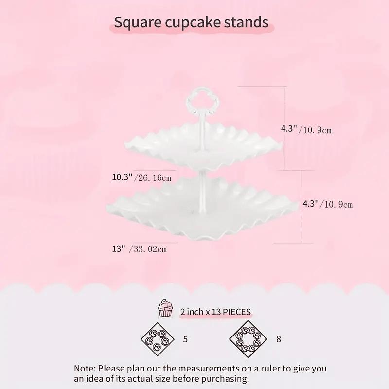 10 Pcs Cake Stand White Plastic Dessert Table Stand Set 4 Pcs 3 Tired Cupcake Display Stands Cookie Tray Rack Serving Tray Cake Display Tower And 6 Pcs Dessert Trays For Wedding Baby Shower Tea Party Ornaments Decor
