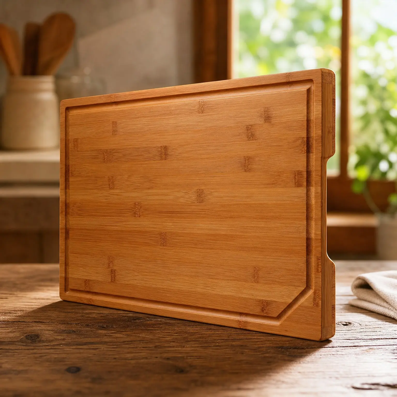 17"x11" Extra Large Deep-Carbonized Bamboo Cutting Board with Deep Juice Groove and Handle - Healthy Wooden Chopping Board for Kitchen, Charcuterie & Vegetables