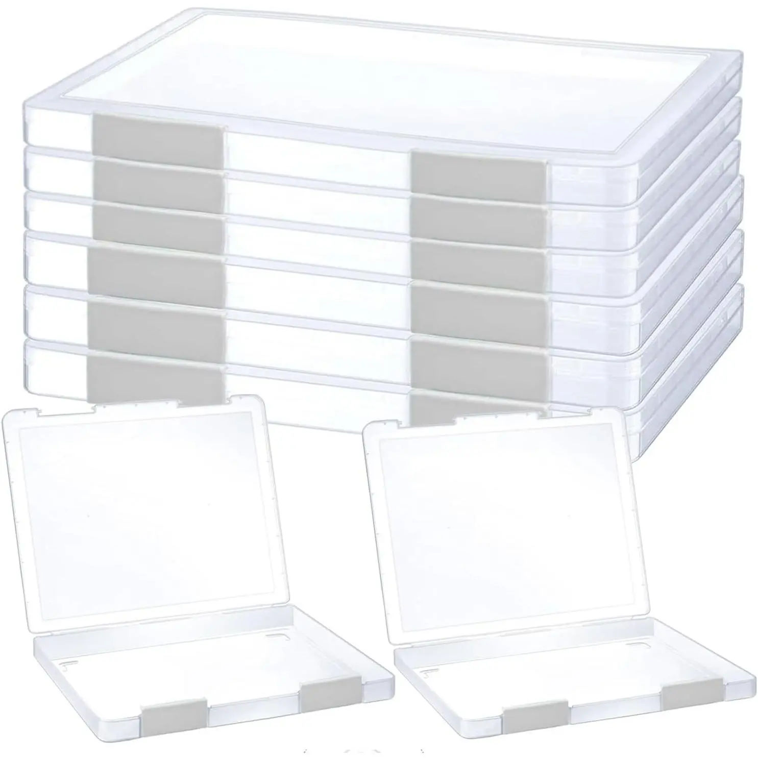 6 Pcs Clear A4 File Portable Project Case, Plastic Storage Box for 8.5" x 11" Letter Paper, Scrapbook Paper Storage Boxes Documents Magazines Holder
