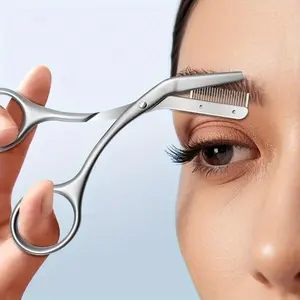 1 piece of stainless steel professional eyebrow trimming scissors with comb, precise eyebrow shape trimming small scissors for both left and right hands, portable storage bag, men's and women's beauty eyebrow shaping tool