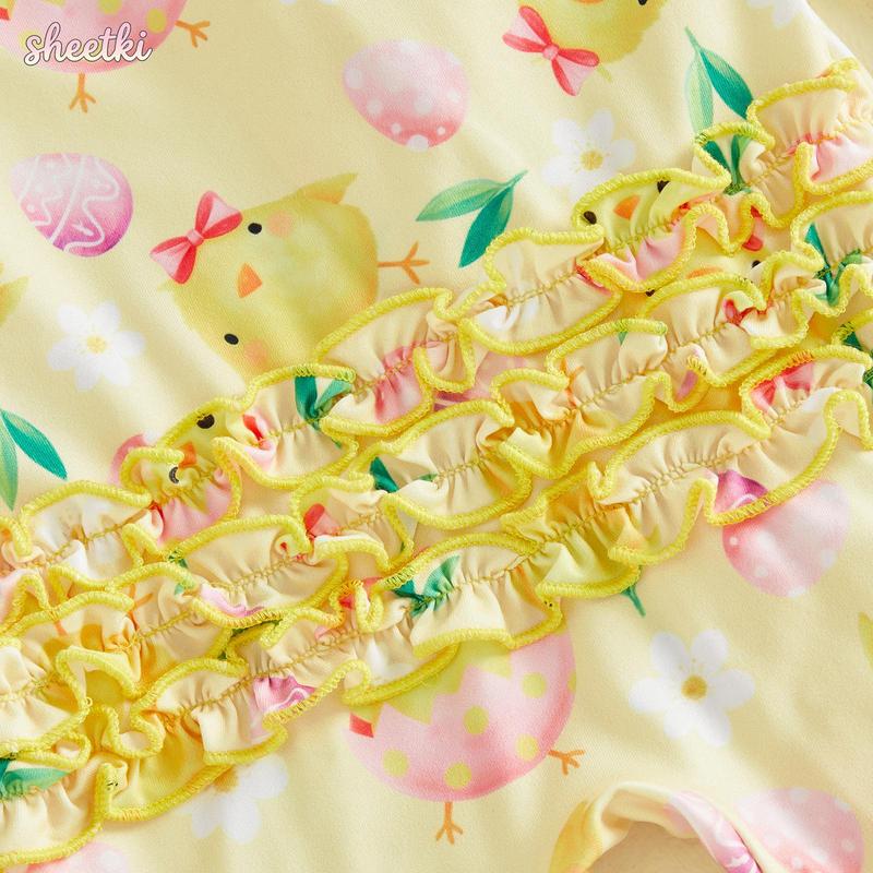 Newborn Baby Girl Easter Outfit Chick Egg Floral Long Sleeve Zip-up Footed Jumpsuit with Headband 2 Piece Spring Set Newborn Baby Girl Easter Outfit Chick Egg Floral Long Sleeve Zip-up Footed Jumpsuit with Headband 2 Piece Spring Set