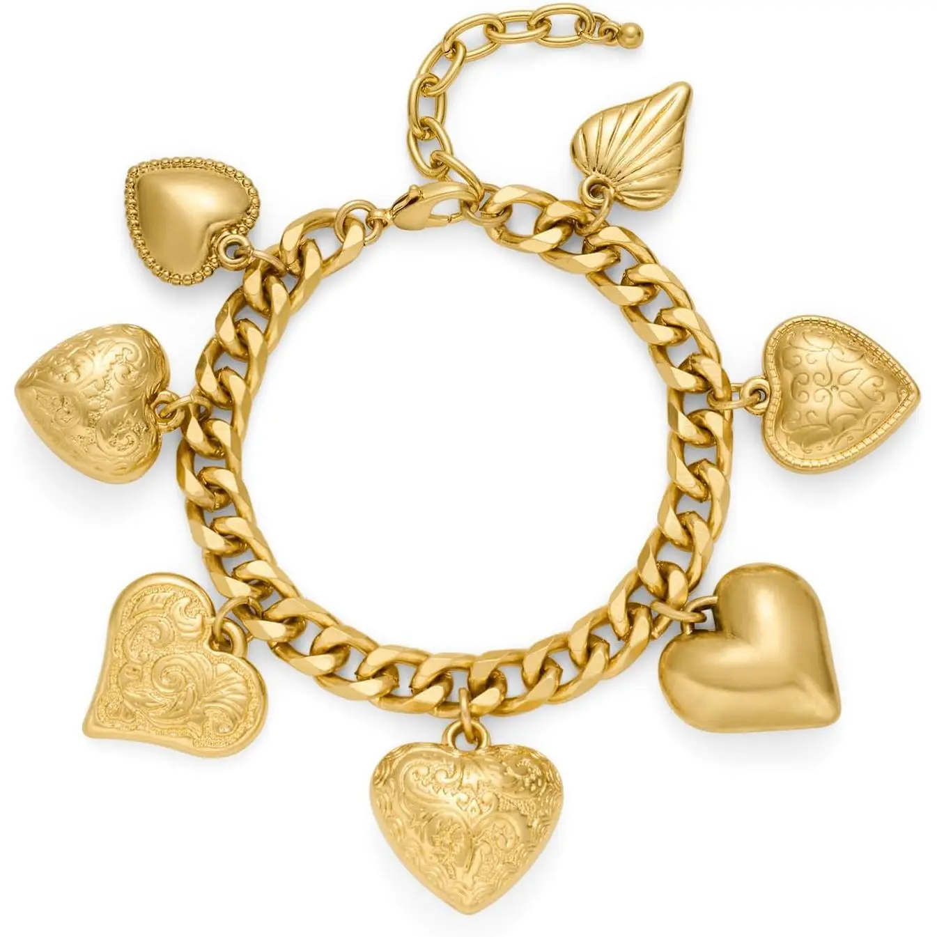 Heart Charm Bracelet for Women Chunky Matte  Link Chain Bracelet  White  Love Heart Bracelet Fashion Valentines Bracelet