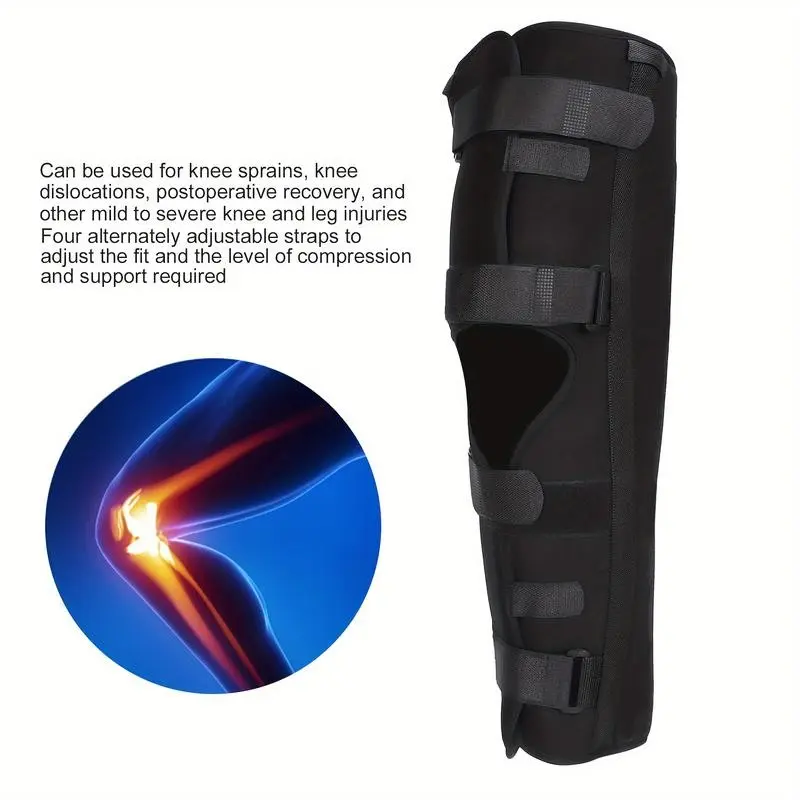 Knee Immobilizer with Strong Comfortable Support, Practical Splint Brace and Four Adjustable Straps