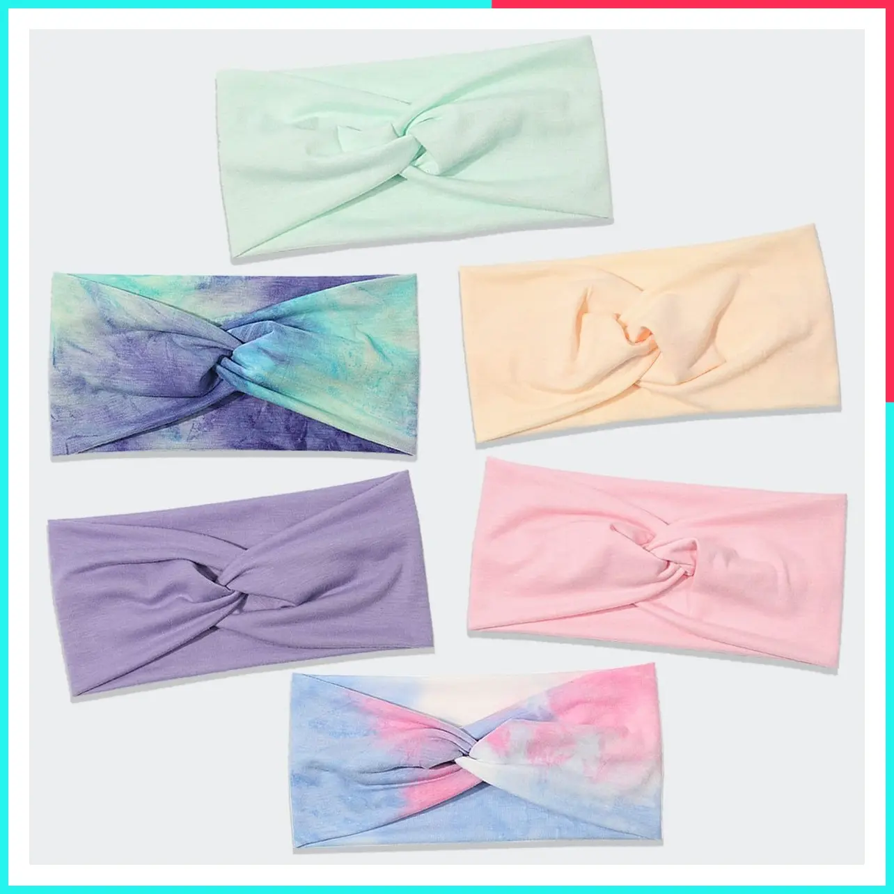 Boho Tie Dye Headbands for Women - Non-Slip Wide Elastic Hair Bands, Breathable Stretch Headwraps for Yoga, Workout, Running, Sports, 6 Pack