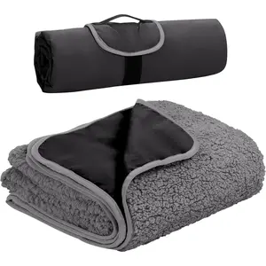 Large Waterproof Outdoor Blanket, Soft Warm Windproof Stadium Blanket with Sherpa Fleece and Foldable Design for Outdoor Sports, Baseball, Football, Beach, Concerts, Car Travel and Camping