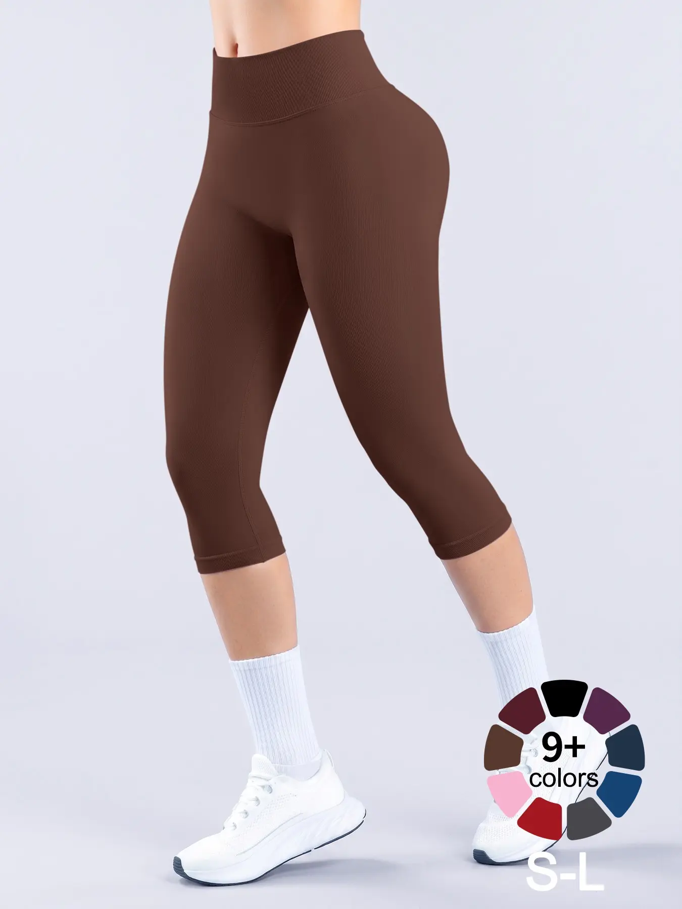 Women Capris Yoga Legging High Waist Tummy Control Scrunch Butt Lifting Seamless Solid Color Slim Leggings Workout Yoga Pants Fitness Activewear For Sports Gym Dailywear  gym wear women gym sets capris  capri pants women capri