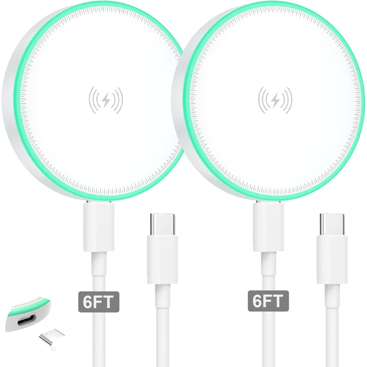 Charger 2Pack 15W   Charger   Pad with 6FT USB C to USB C  Compatible with  16/15/14/13/12 Series & AirPods 3/2/Pro |   Technology