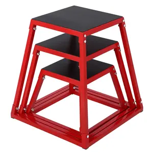 Steel Plyometric Jump Box Set - Anti-Slip Rubber Pad - 550lbs Capacity - 12/18/24/30 Inch Heavy-Duty Step Up Platforms - Ideal for Box Jumps, Step Exercises, for Home Gym