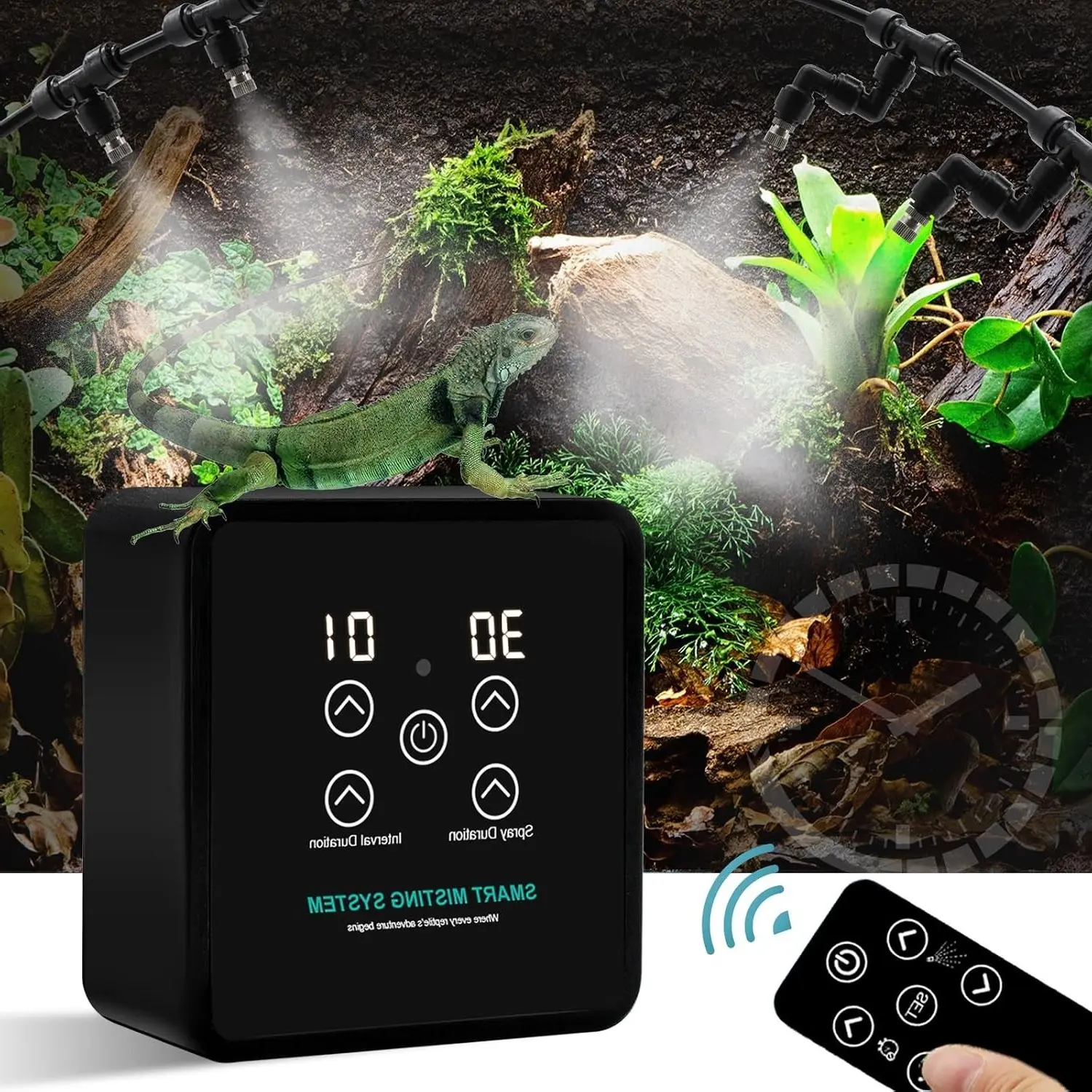 Automatic Reptile Terrarium Mister Humidifier with Timer, Programmable Misting System for Chameleons, Snakes, Frogs, Turtles & Lizards - Smart Spray ControlGift
