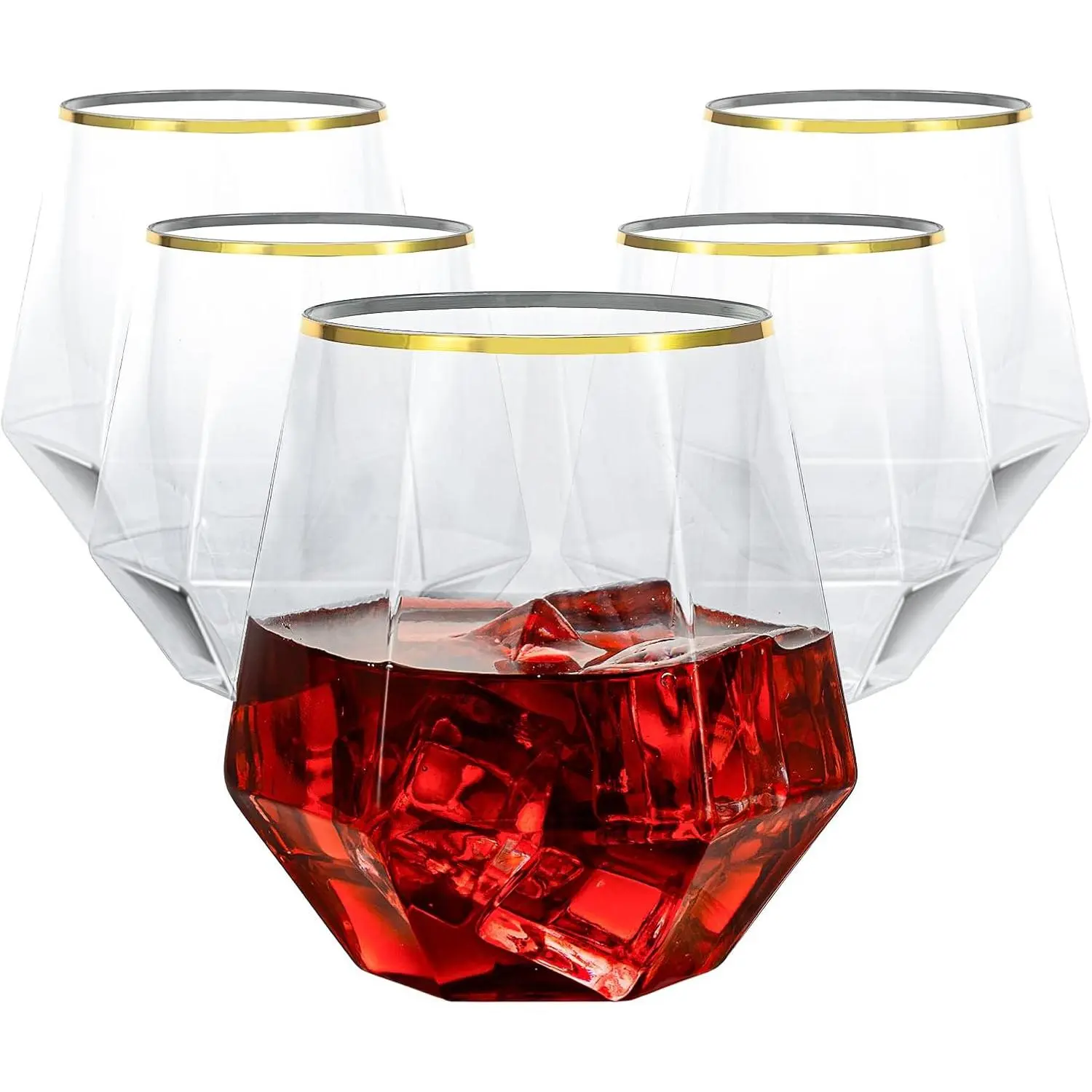 40 count  Stemless Plastic   Glasses, Rimmed | 12 Oz Disposable  Glasses, Suitable for Weddings, Birthday Parties, Family Gatherings, Bars, etc