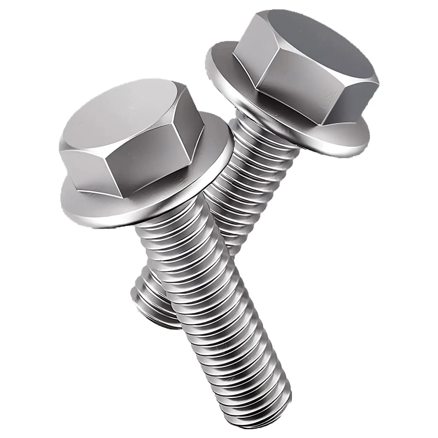 M6-1.0 x 25mm Flanged Hex   Flange Hexagon Screws, Stainless Steel 18-8 (304), Plain Finish,20PCS