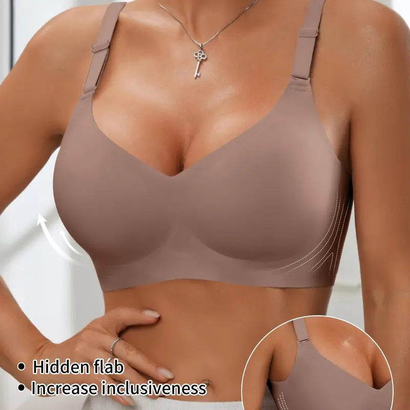 Women's Jelly-Feel Seamless Bralette, 1/2/3/4-Pack Wireless Everyday Bras with Adjustable Straps and Removable Pads, Medium-Support Comfort Bras for All Seasons