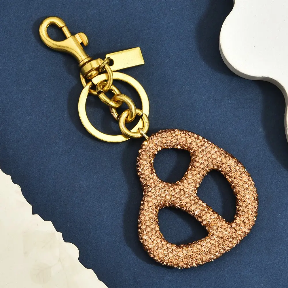Full Diamond Jalapeño Roll Keychain, Vintage Caramel Sparkle Bag Charm, Unique Cute Bag Accessory, Perfect Gift for Fashion Lovers, Keychain Charms, Sparkling Keychain
